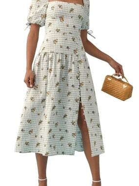 Reformation Melony Linen Floral Midi Dress